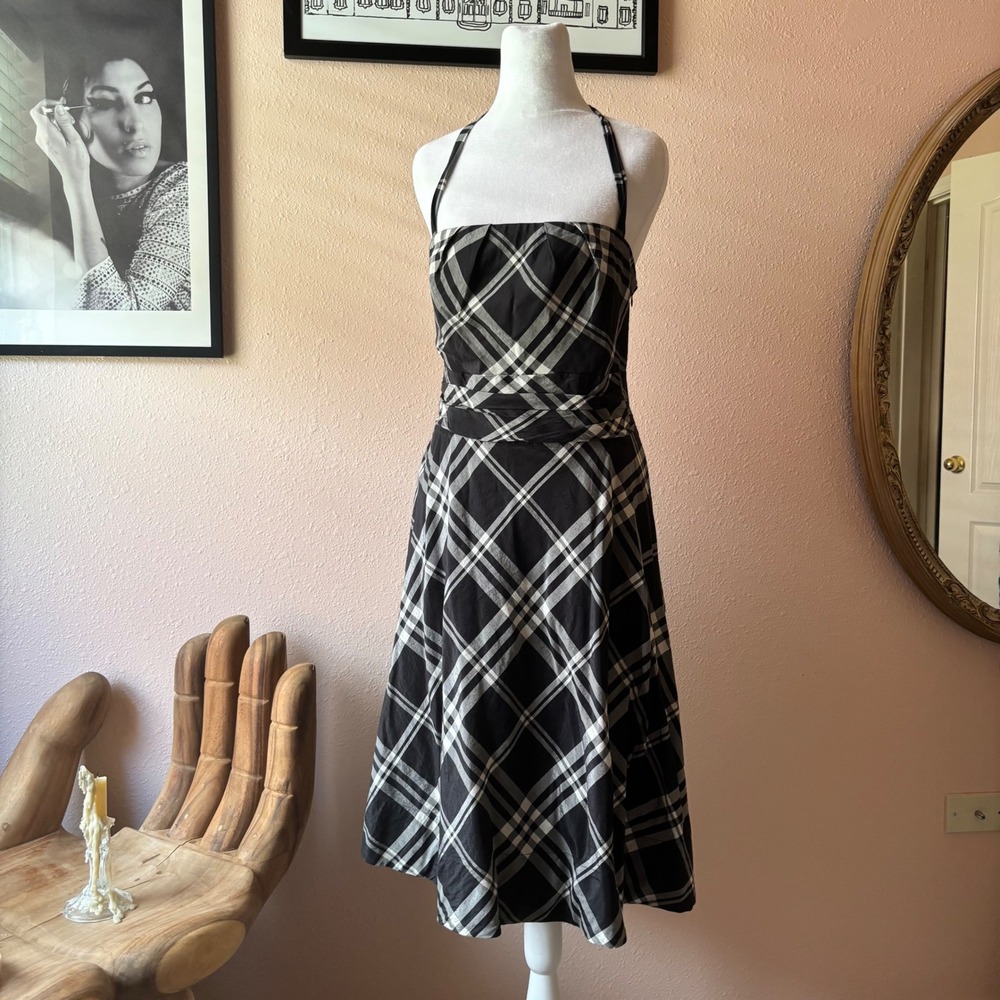 Y2K Whimsy Coquette Gingham Halter Picnic Dress
